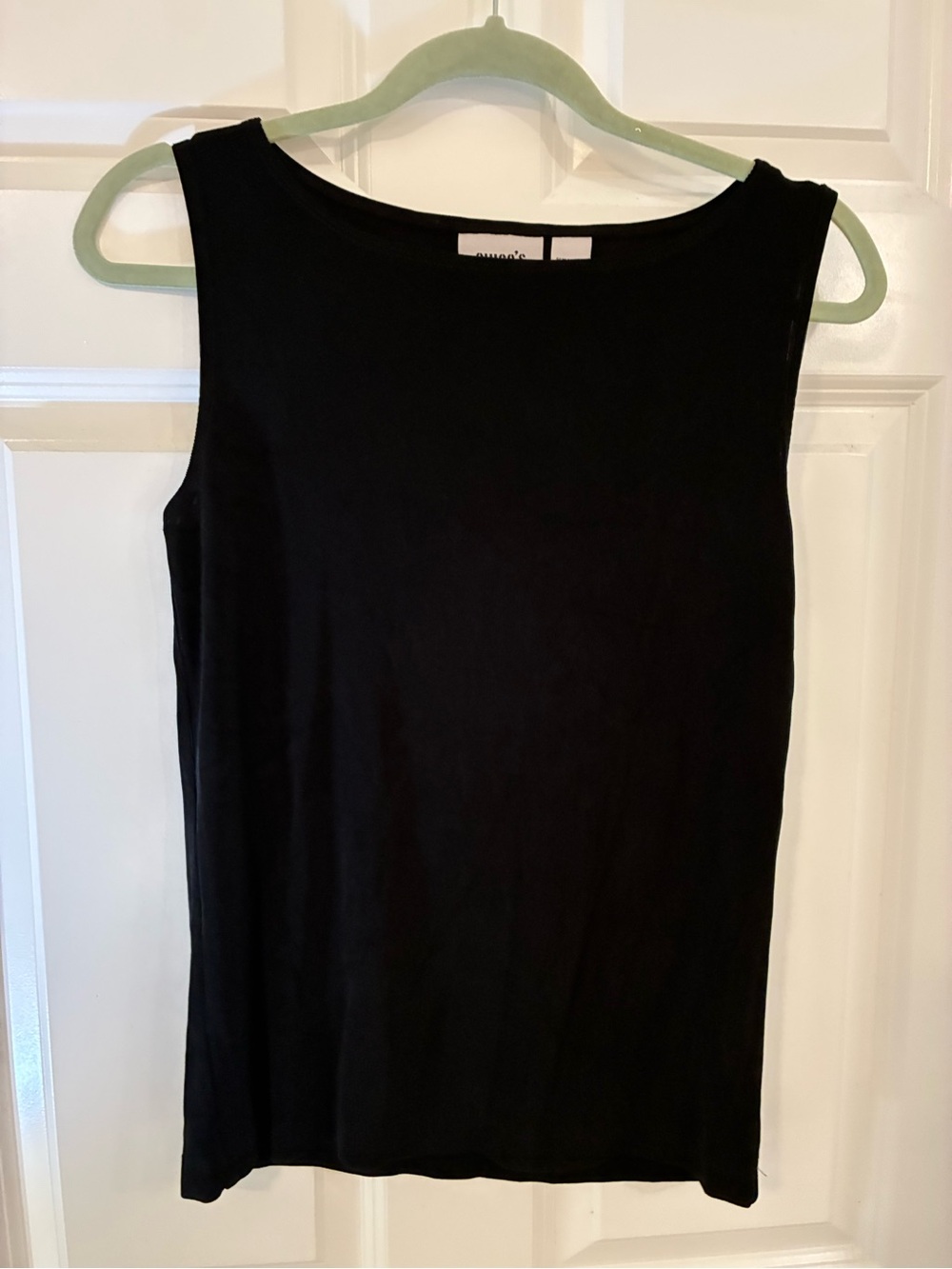 Chico's Travelers Black Sleeveless Boatneck Tank Top Medium 1